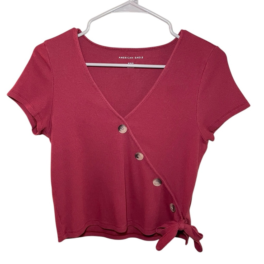 American Eagle Button Front Tie Shirt